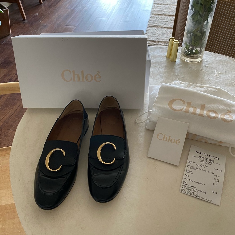 Chloe C Flat Loafers— Black